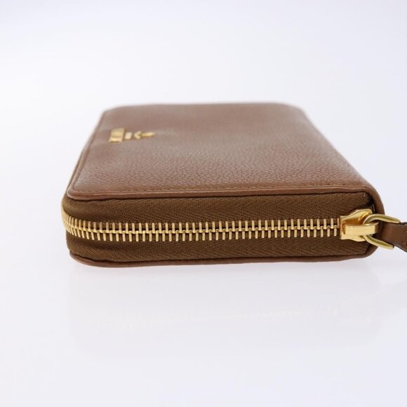 PRADA Long Wallet Leather Brown Gold Auth 133495 - Picture 4 of 16